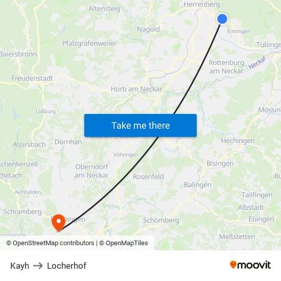 Kayh to Locherhof map