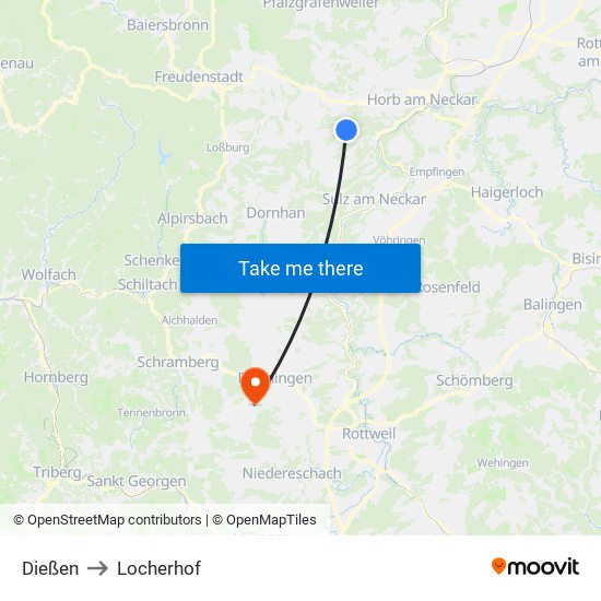 Dießen to Locherhof map