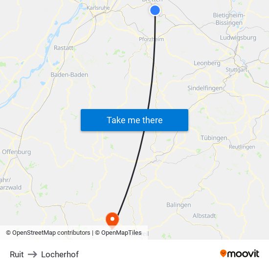 Ruit to Locherhof map