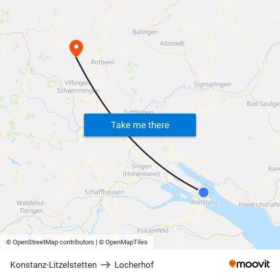 Konstanz-Litzelstetten to Locherhof map