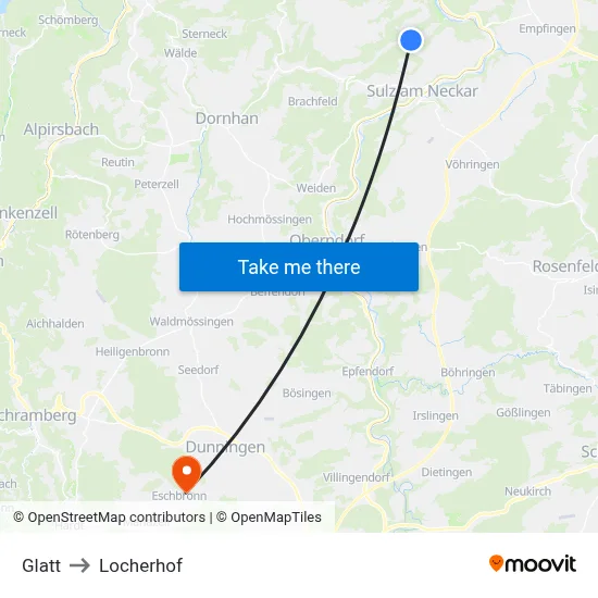 Glatt to Locherhof map