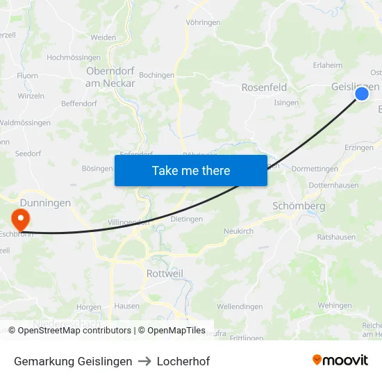 Gemarkung Geislingen to Locherhof map