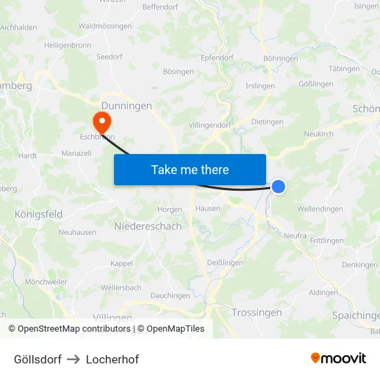 Göllsdorf to Locherhof map