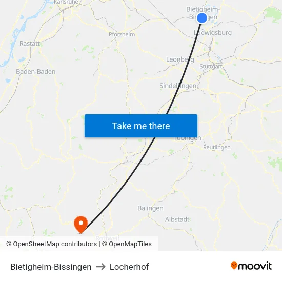 Bietigheim-Bissingen to Locherhof map
