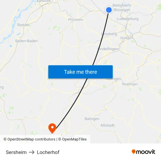 Sersheim to Locherhof map