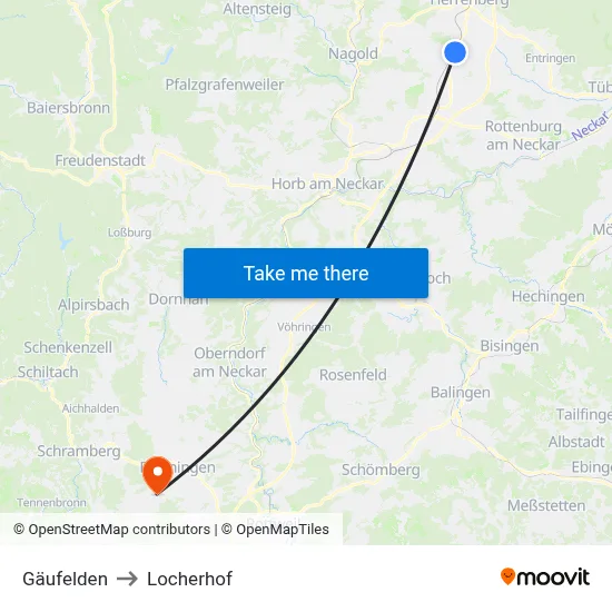 Gäufelden to Locherhof map