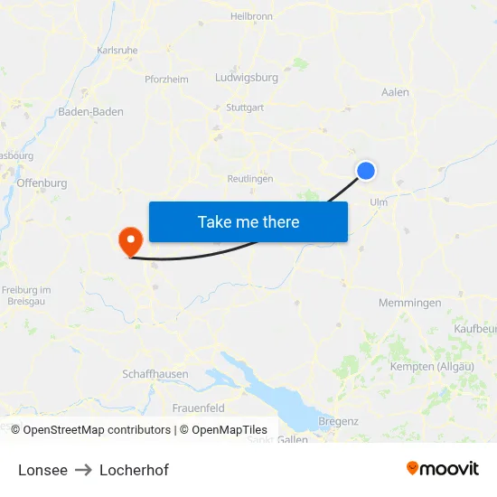 Lonsee to Locherhof map