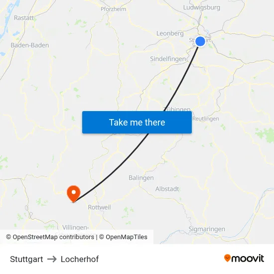 Stuttgart to Locherhof map