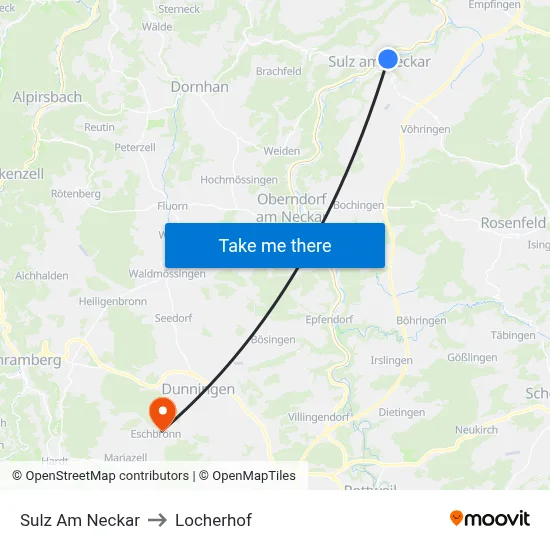 Sulz Am Neckar to Locherhof map