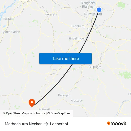 Marbach Am Neckar to Locherhof map