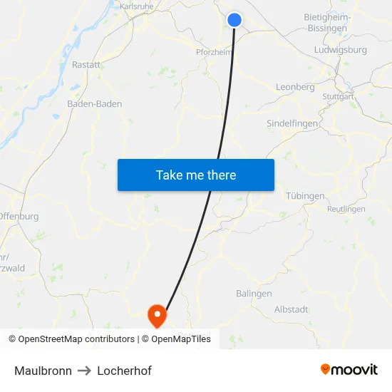 Maulbronn to Locherhof map