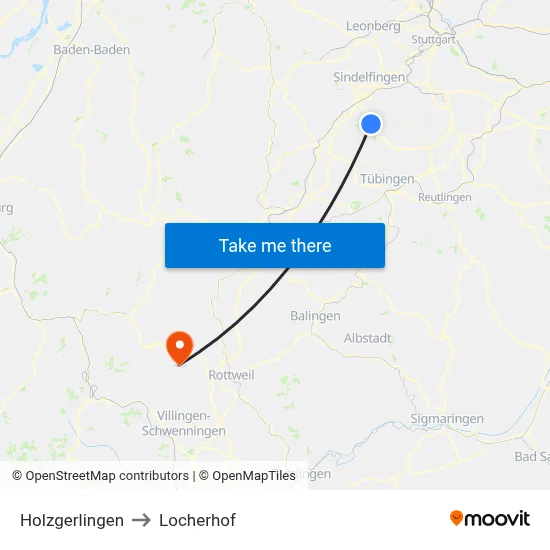 Holzgerlingen to Locherhof map