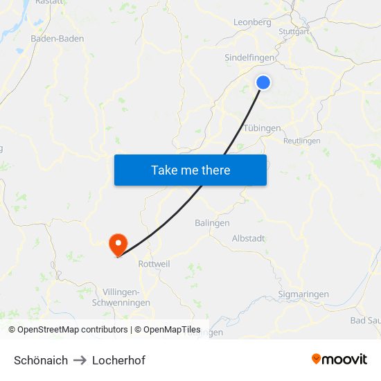 Schönaich to Locherhof map