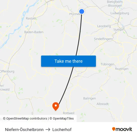Niefern-Öschelbronn to Locherhof map