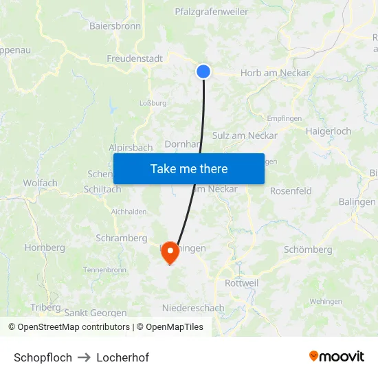 Schopfloch to Locherhof map