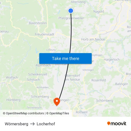 Wörnersberg to Locherhof map