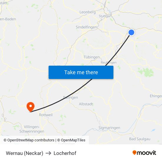 Wernau (Neckar) to Locherhof map