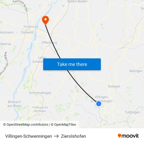 Villingen-Schwenningen to Zierolshofen map