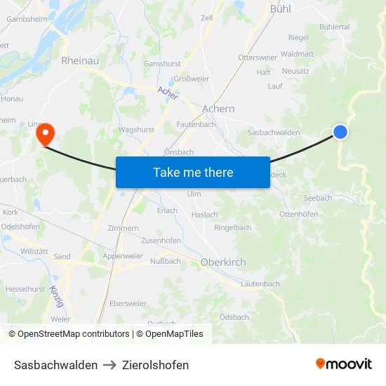 Sasbachwalden to Zierolshofen map