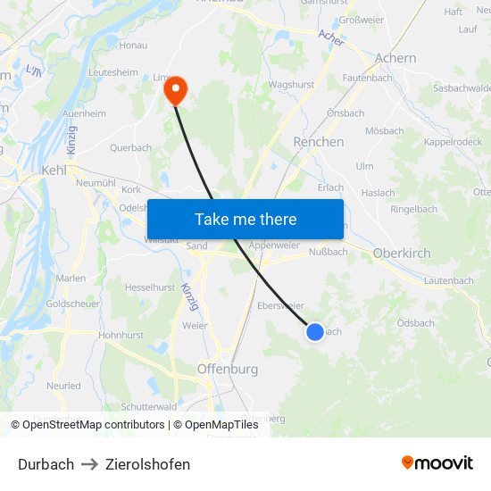 Durbach to Zierolshofen map