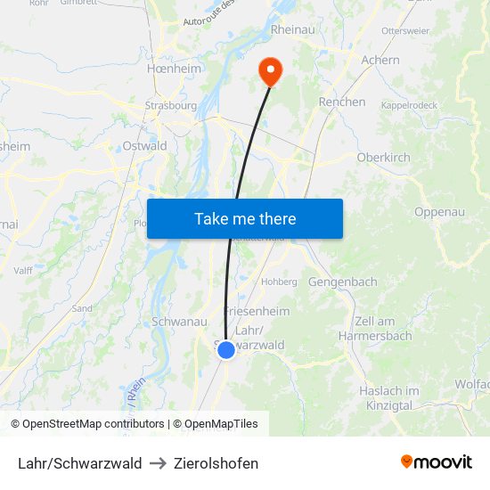 Lahr/Schwarzwald to Zierolshofen map