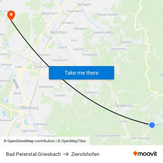 Bad Peterstal-Griesbach to Zierolshofen map