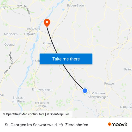 St. Georgen Im Schwarzwald to Zierolshofen map