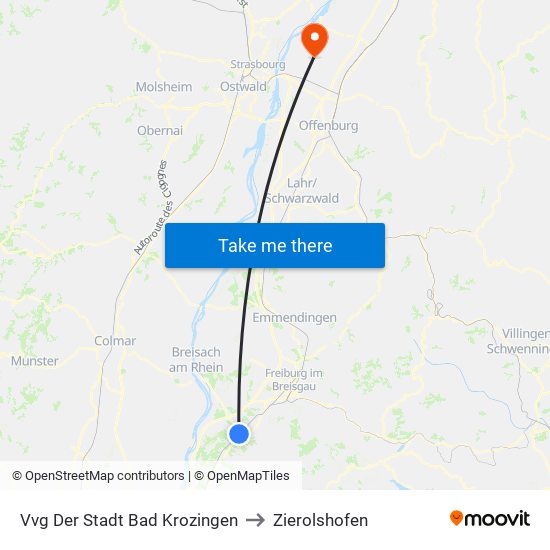 Vvg Der Stadt Bad Krozingen to Zierolshofen map