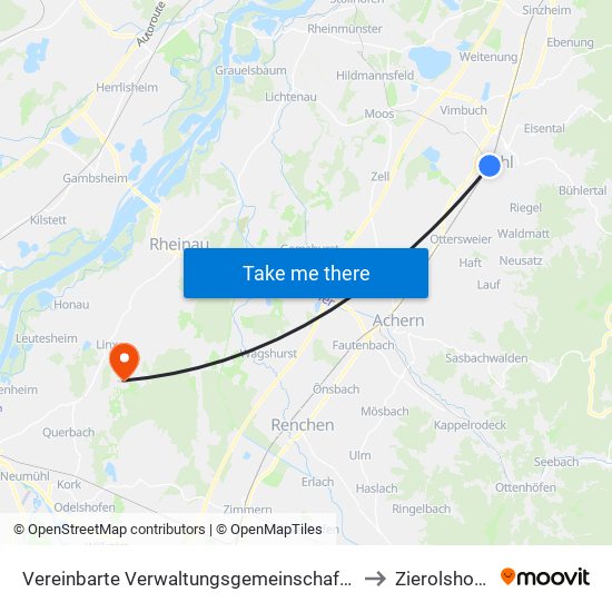 Vereinbarte Verwaltungsgemeinschaft Bühl to Zierolshofen map