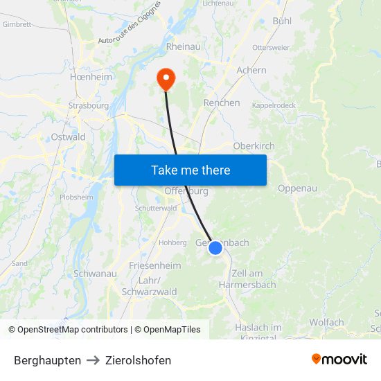 Berghaupten to Zierolshofen map
