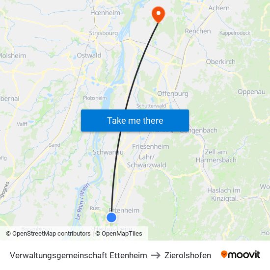 Verwaltungsgemeinschaft Ettenheim to Zierolshofen map