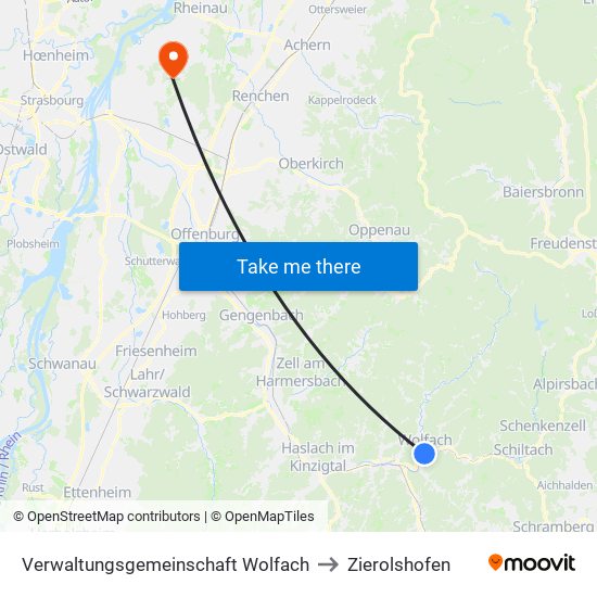Verwaltungsgemeinschaft Wolfach to Zierolshofen map