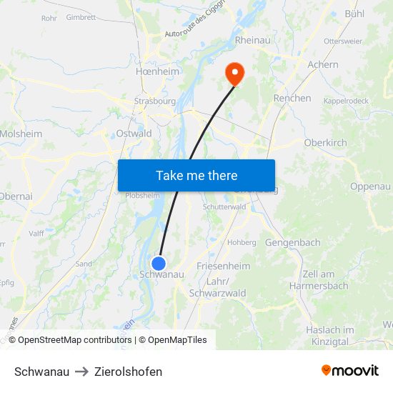 Schwanau to Zierolshofen map