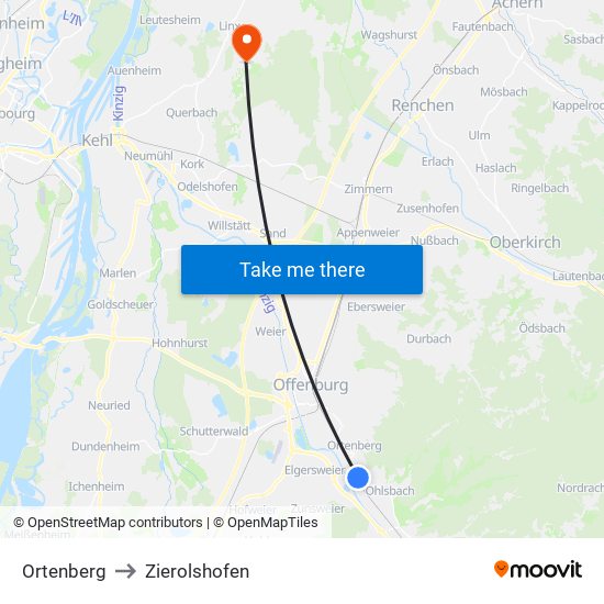 Ortenberg to Zierolshofen map