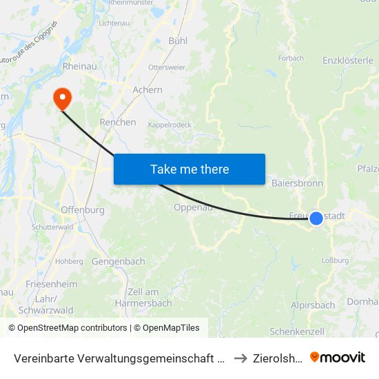 Vereinbarte Verwaltungsgemeinschaft Freudenstadt to Zierolshofen map