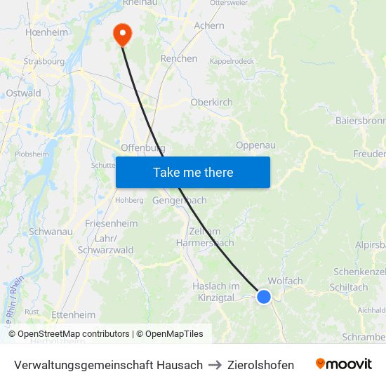 Verwaltungsgemeinschaft Hausach to Zierolshofen map