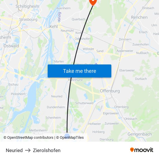 Neuried to Zierolshofen map