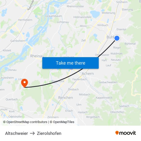 Altschweier to Zierolshofen map