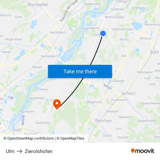 Ulm to Zierolshofen map
