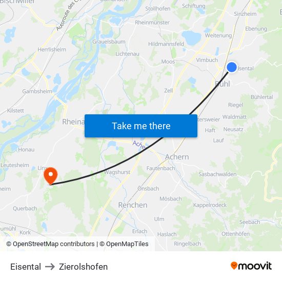 Eisental to Zierolshofen map