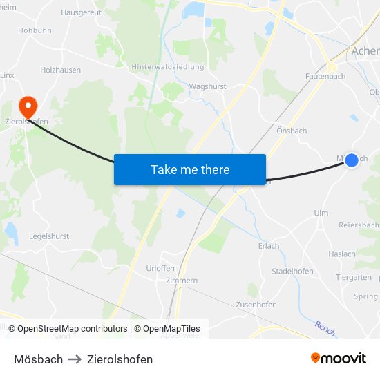Mösbach to Zierolshofen map