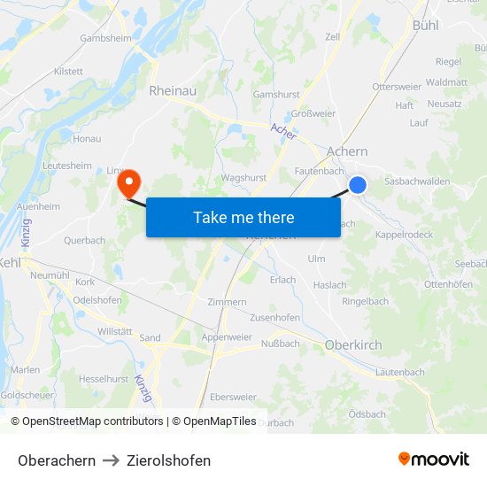 Oberachern to Zierolshofen map