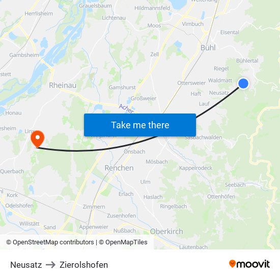 Neusatz to Zierolshofen map