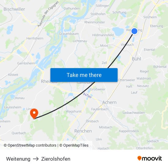 Weitenung to Zierolshofen map
