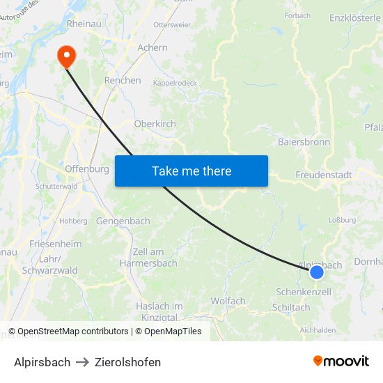 Alpirsbach to Zierolshofen map