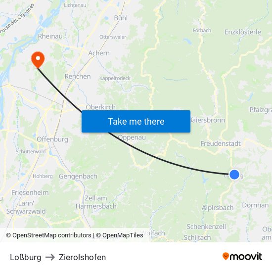 Loßburg to Zierolshofen map