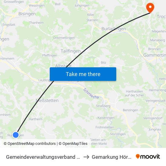 Gemeindeverwaltungsverband Meßstetten to Gemarkung Hörschwag map