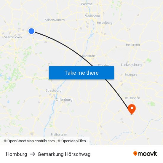 Homburg to Gemarkung Hörschwag map