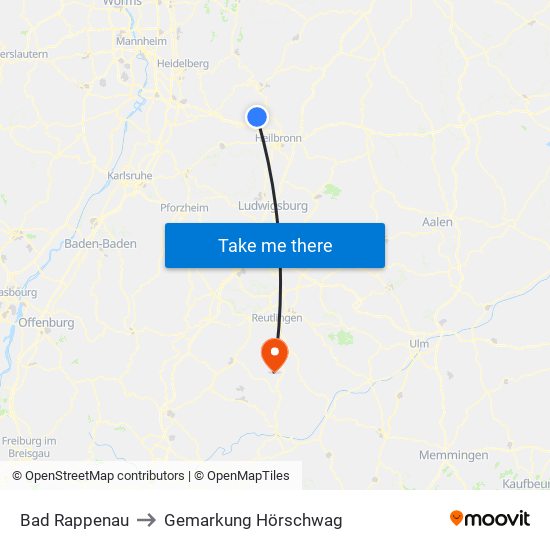 Bad Rappenau to Gemarkung Hörschwag map