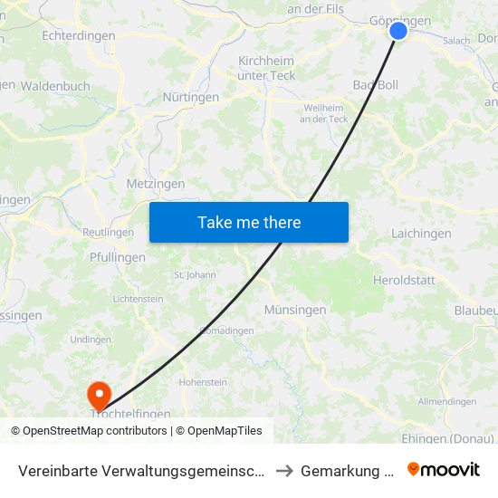 Vereinbarte Verwaltungsgemeinschaft Der Stadt Göppingen to Gemarkung Hörschwag map